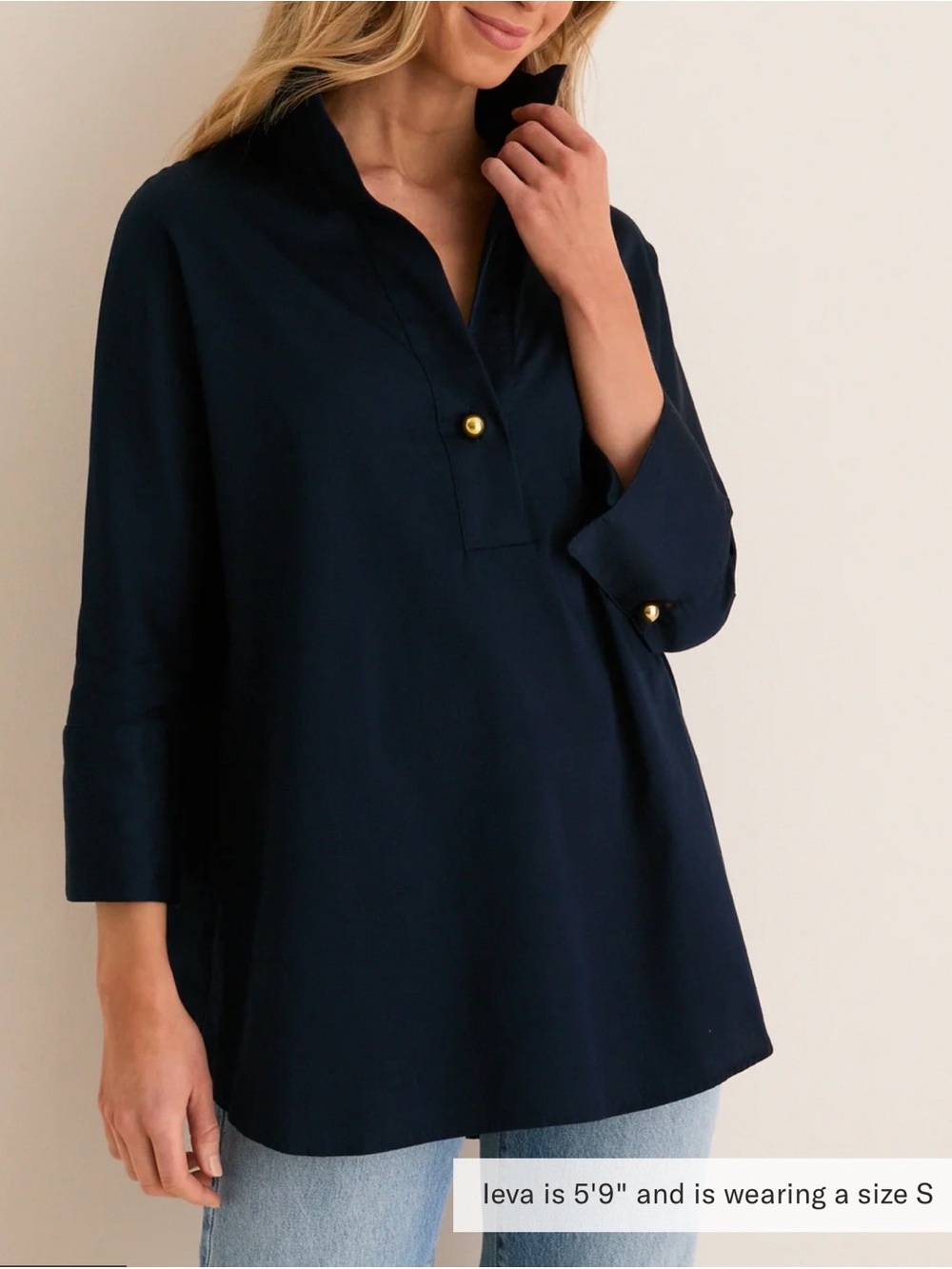 Tuckernuck Willow Blouse NWT Navy Popover Tunic Top Large